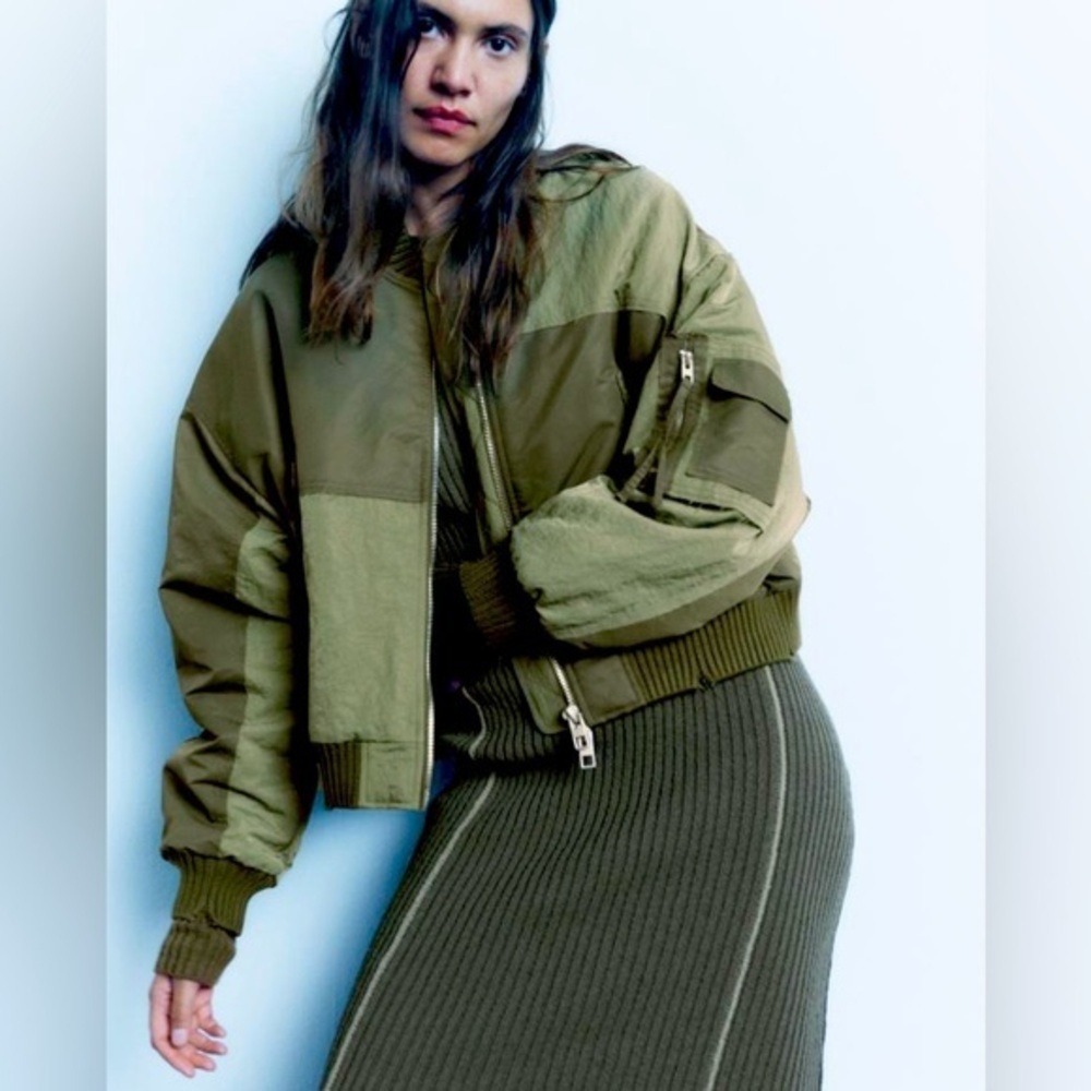 WATERPROOF PATCHWORK BOMBER‎ JACKET by Zara size xs